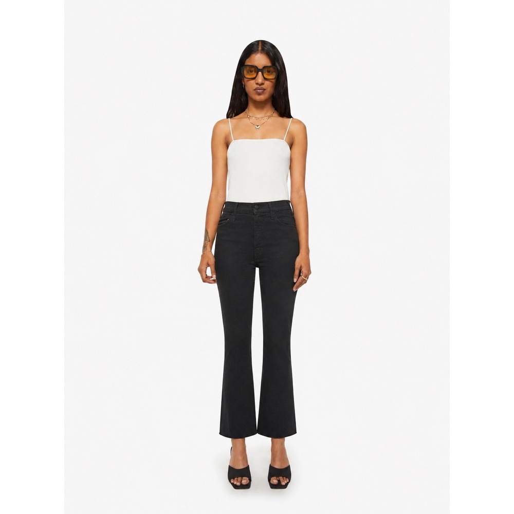 MOTHER Lil Hustler Ankle Flare Jeans Not Guilty Black Petite Size 29